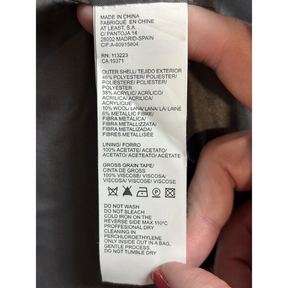 Hoss Introqia Anthropologie Made in Spain Jacket Silver Jacquard Size 36 Bow - Picture 4 of 15